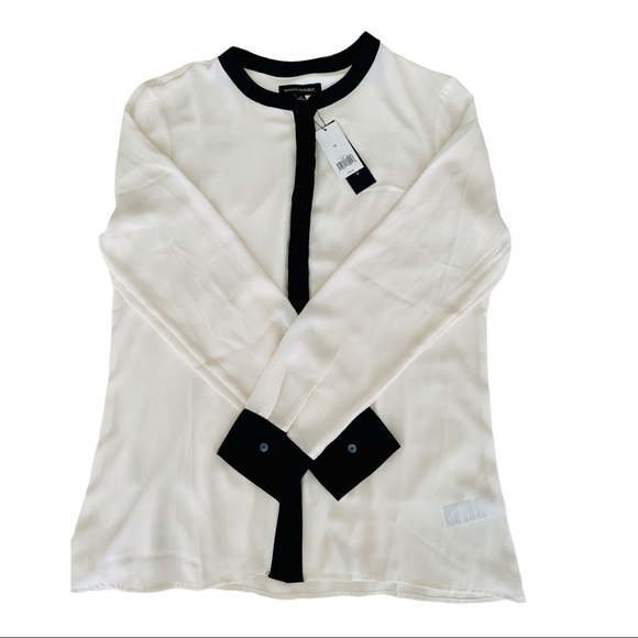 Banana Republic Ribbon blouse. Black and off-white. Size M. New w/tags. - Picture 3 of 10